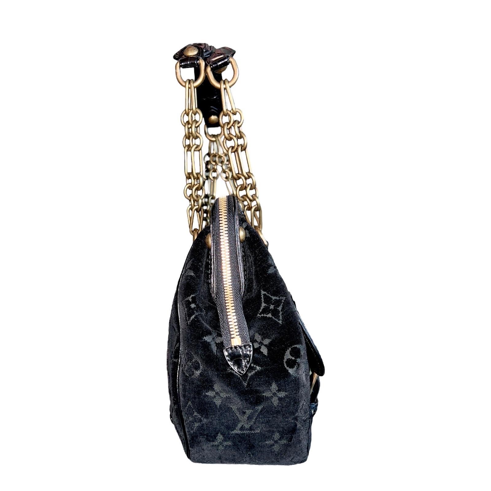 RARE Louis Vuitton Exotic Velvet & Alligator Skin LV Monogram Logo Evening Bag In Good Condition In Switzerland, CH