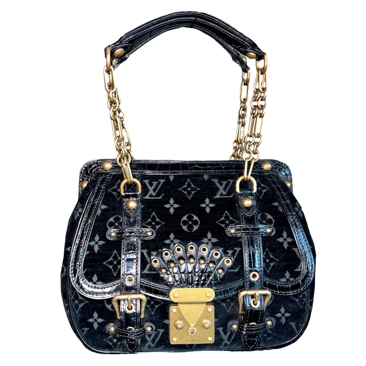 Women's RARE Louis Vuitton Exotic Velvet & Alligator Skin LV Monogram Logo Evening Bag