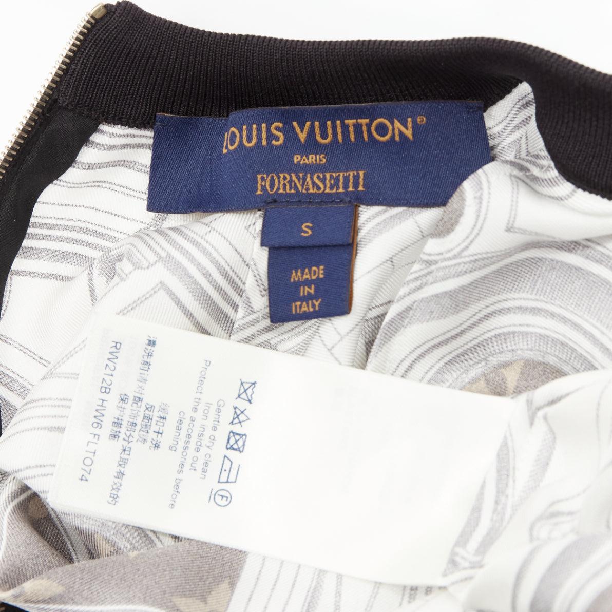 rare LOUIS VUITTON FORNASETTI 100% silk monogram graphic print cropped sweater S For Sale 4