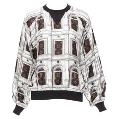 rare LOUIS VUITTON FORNASETTI 100% silk monogram graphic print cropped sweater S