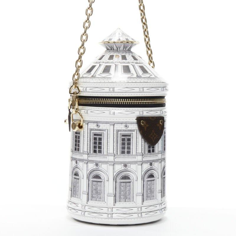Gray rare LOUIS VUITTON FORNASETTI 2021 Cannes Vase Architettura 3D crossbody bag For Sale