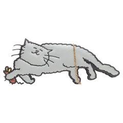 LOUIS VUITTON - Sac à bandoulière gris Epi Cat avec monogramme Grace Coddington, 2019