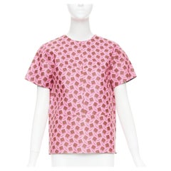 rare LOUIS VUITTON leather pink enlarged lattice lace print boxy top FR34 XS
