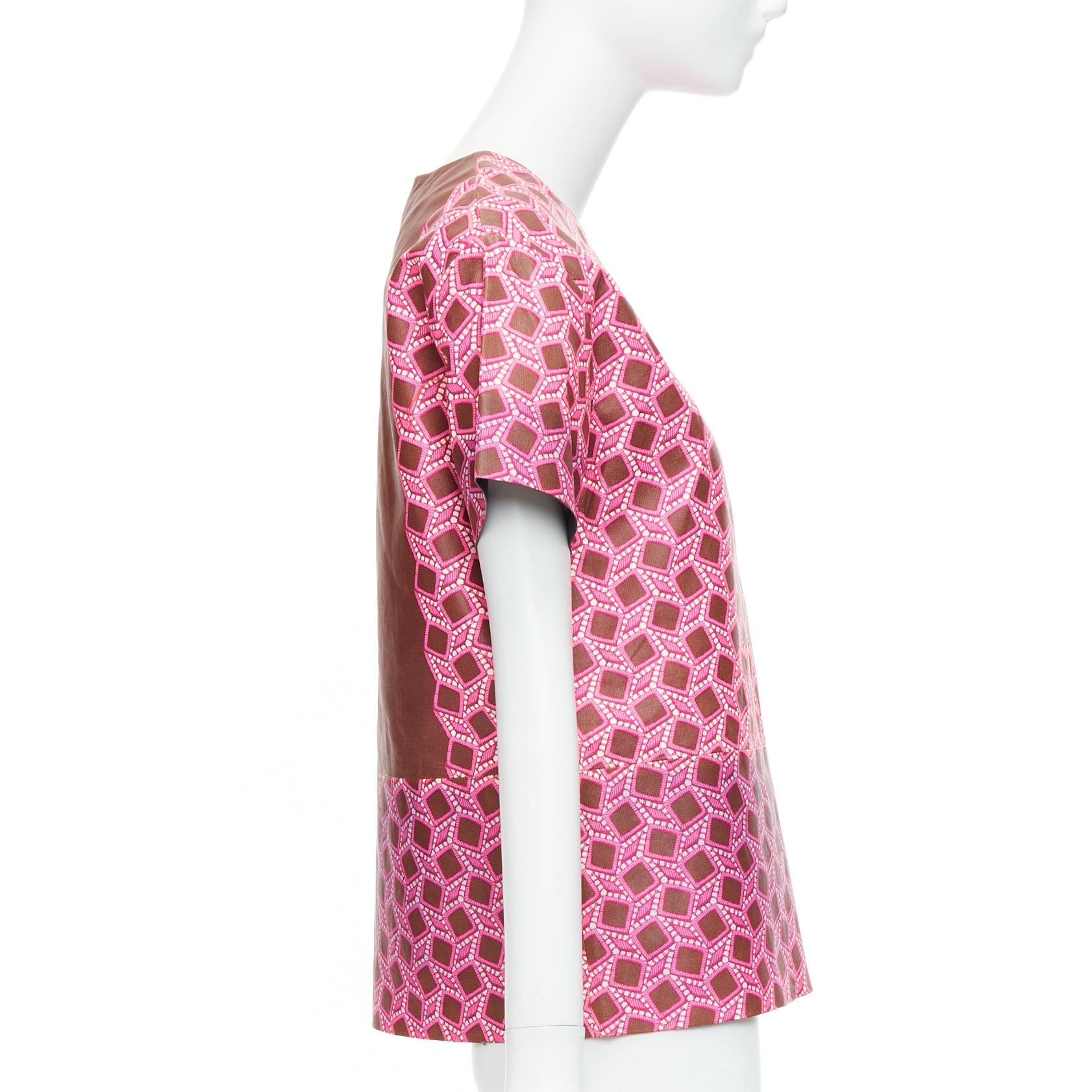 raro top boxy LOUIS VUITTON in pelle rosa con stampa a reticolo allargato FR36 S In condizioni buone in vendita a Hong Kong, NT