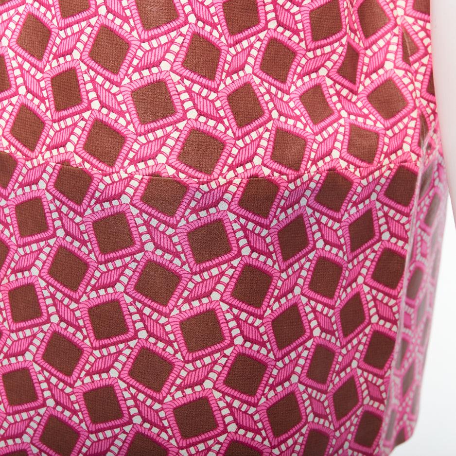 raro top boxy LOUIS VUITTON in pelle rosa con stampa a reticolo allargato FR36 S in vendita 2