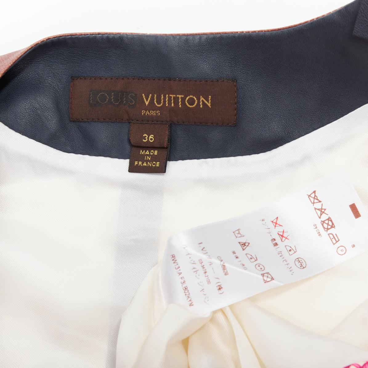 raro top boxy LOUIS VUITTON in pelle rosa con stampa a reticolo allargato FR36 S in vendita 3