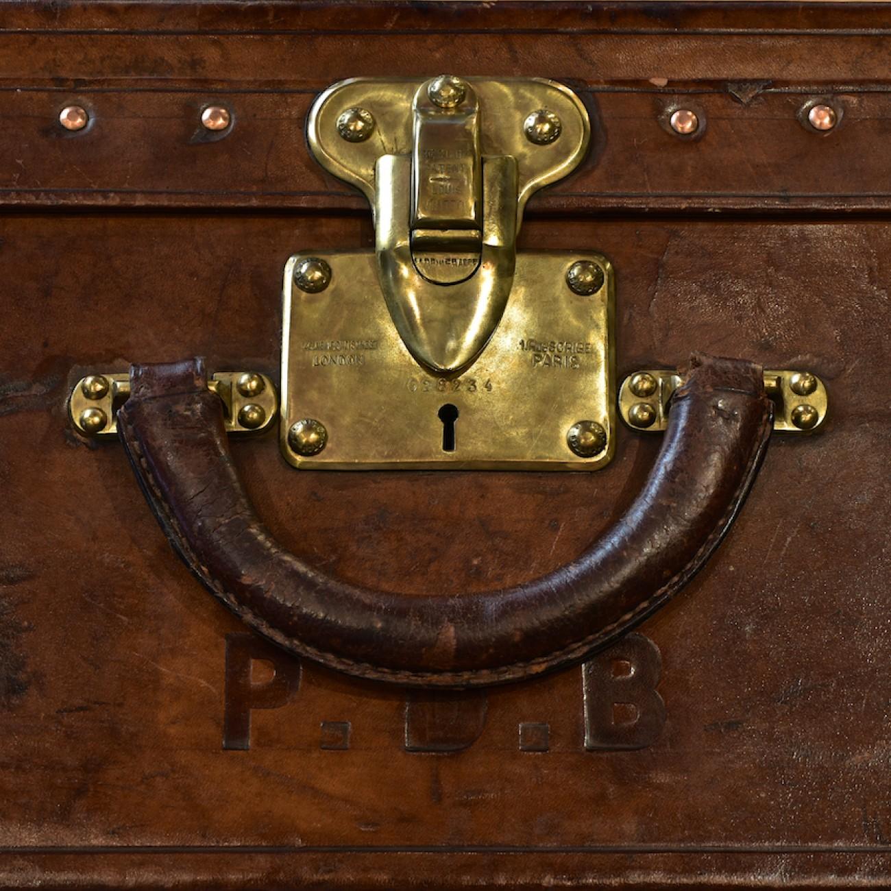 Brass Rare Louis Vuitton Leather Shoe Case, circa 1910