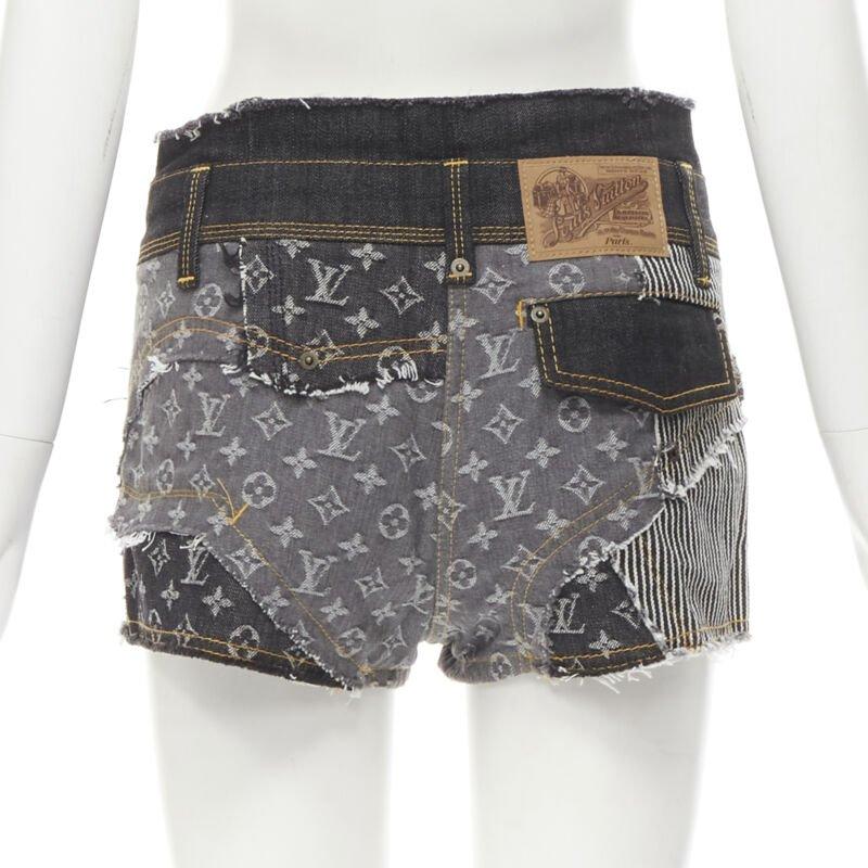 raro LOUIS VUITTON LV mongram jacquard corte crudo patchwork pantalones cortos FR36 S en Excelente estado para la venta en Hong Kong, NT