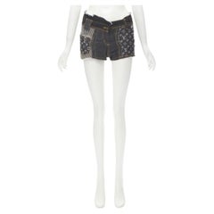 raro LOUIS VUITTON LV mongram jacquard taglio vivo patchwork pantaloncini FR36 S