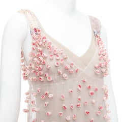 rare LOUIS VUITTON Marc Jacobs 2007 Runway pink rosebud embellished dress FR36 S