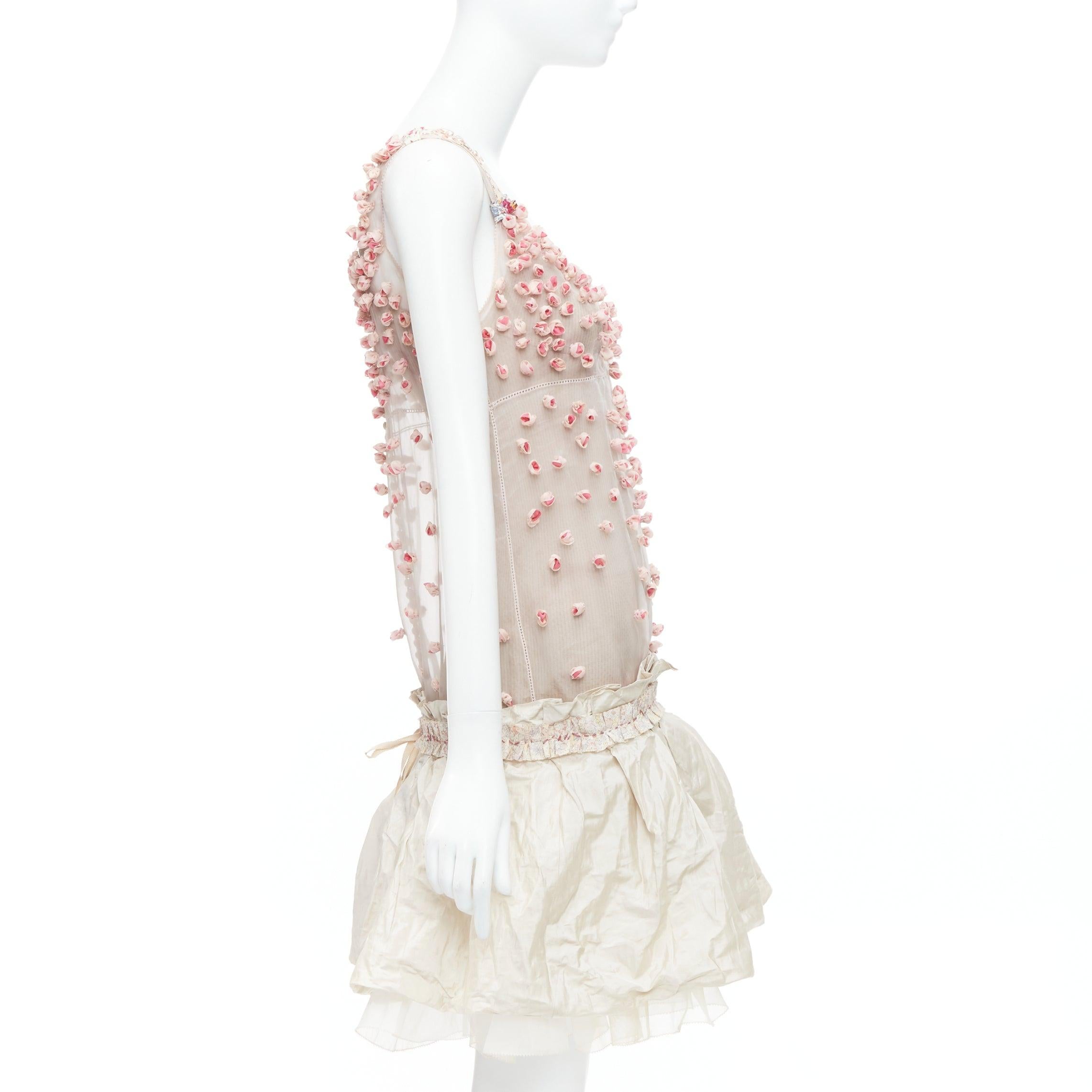 rare LOUIS VUITTON Marc Jacobs 2007 Runway pink rosebud embellished dress FR36 S In Good Condition In Hong Kong, NT