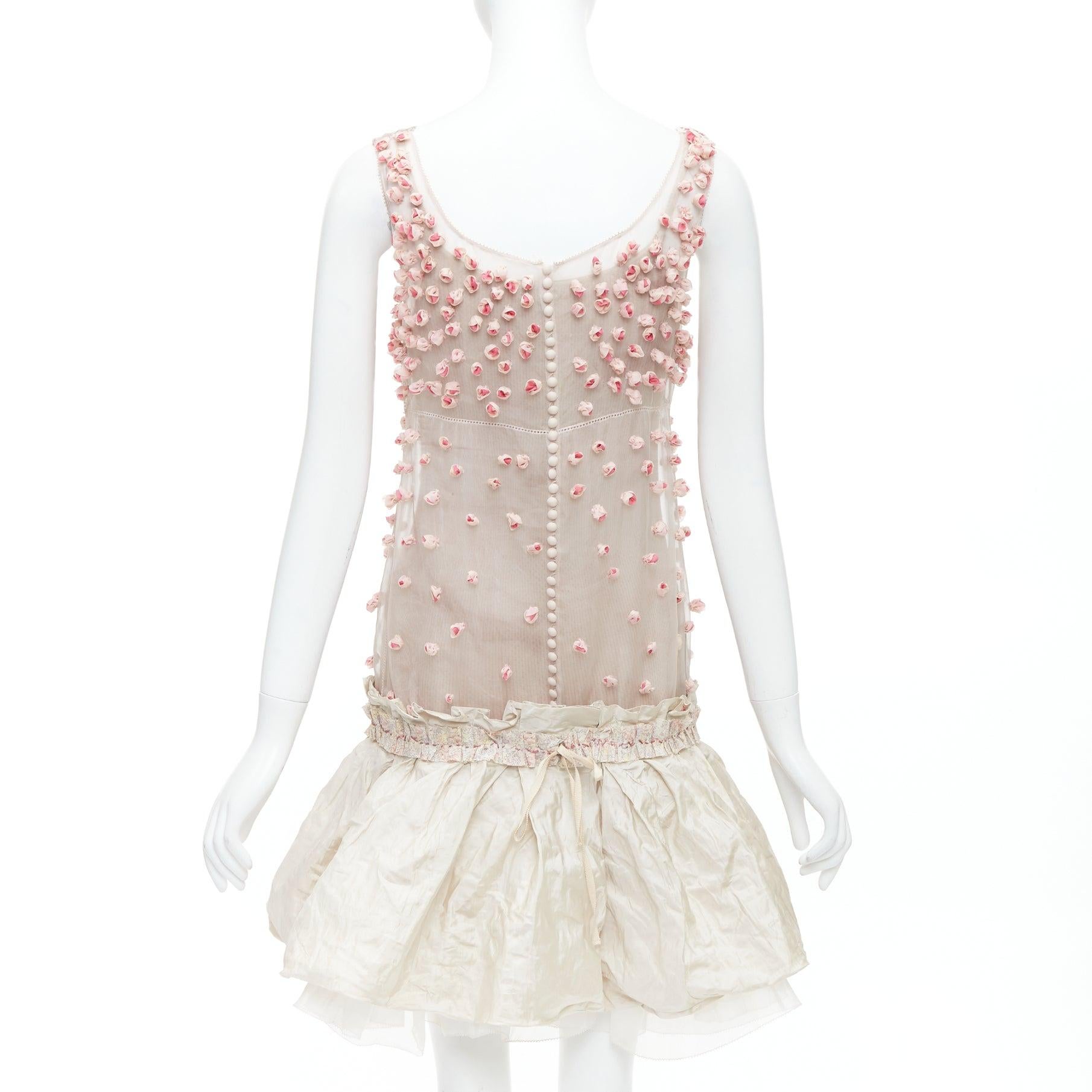 Women's rare LOUIS VUITTON Marc Jacobs 2007 Runway pink rosebud embellished dress FR36 S