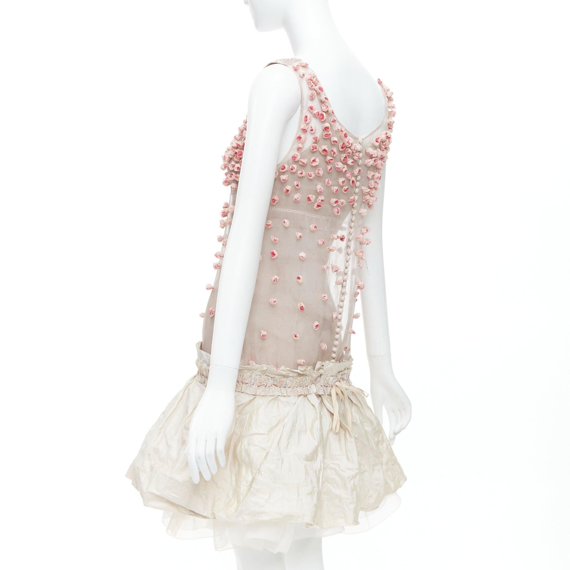 rare LOUIS VUITTON Marc Jacobs 2007 Runway pink rosebud embellished dress FR36 S 1