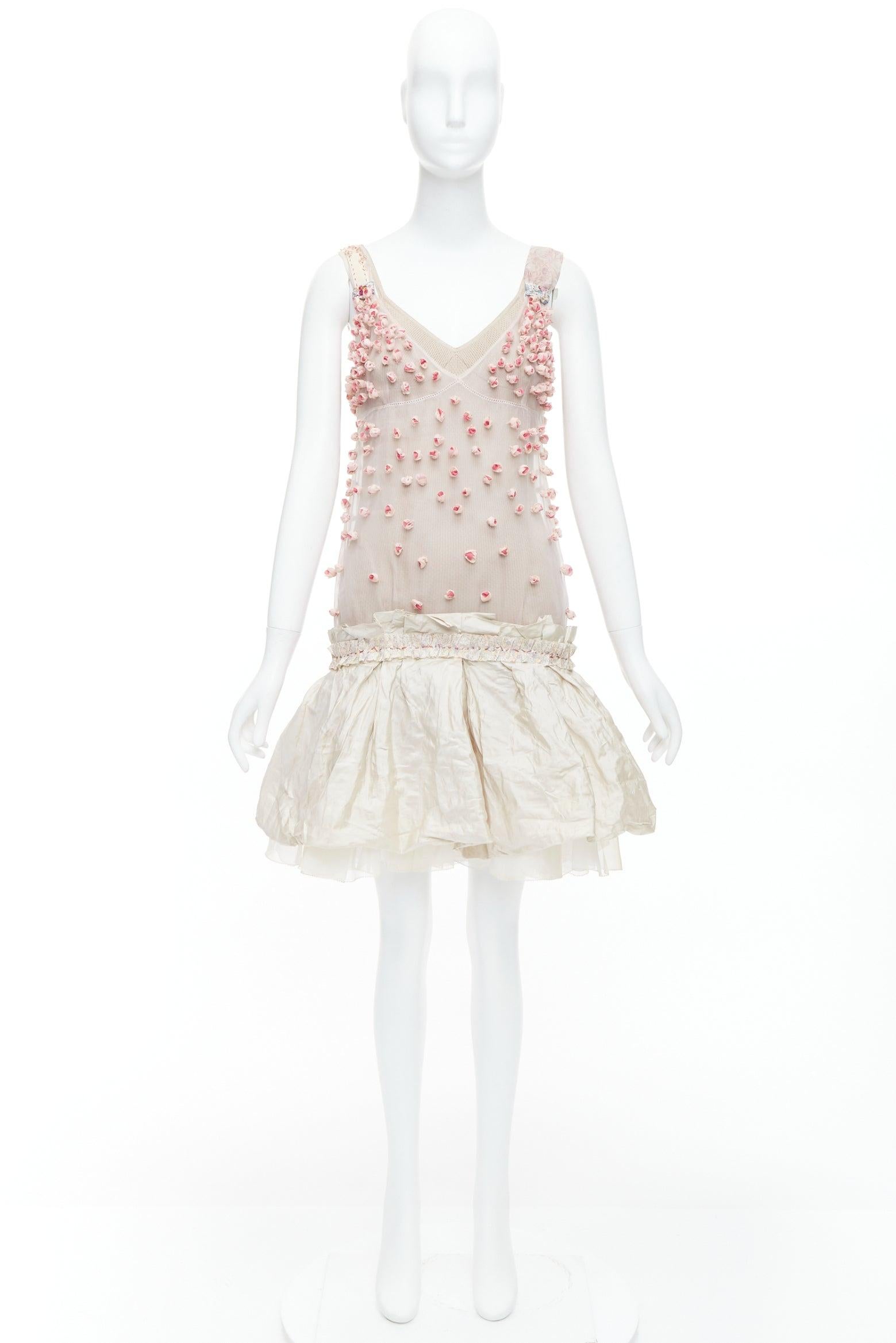 rare LOUIS VUITTON Marc Jacobs 2007 Runway pink rosebud embellished dress FR36 S 4