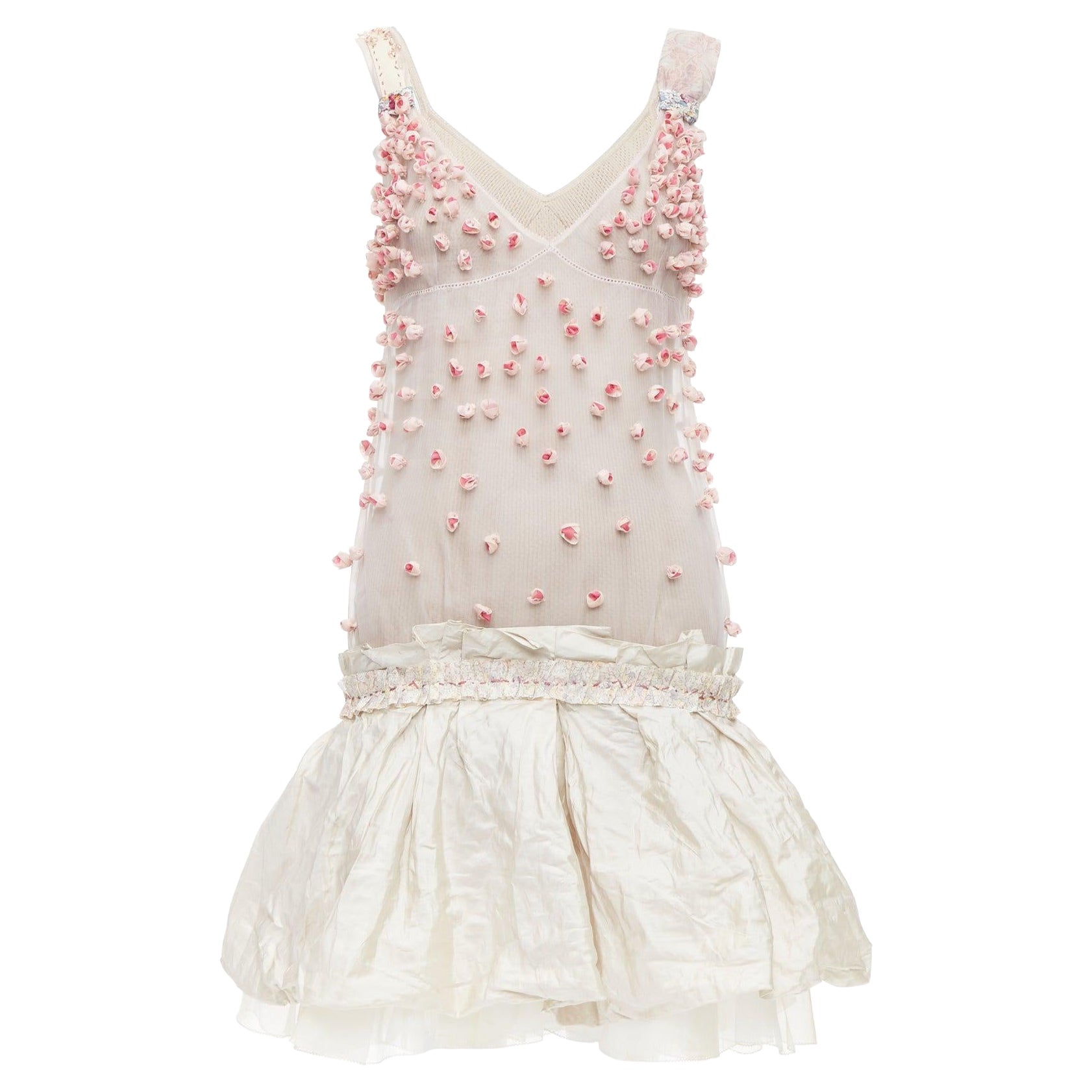 rare LOUIS VUITTON Marc Jacobs 2007 Runway pink rosebud embellished dress FR36 S