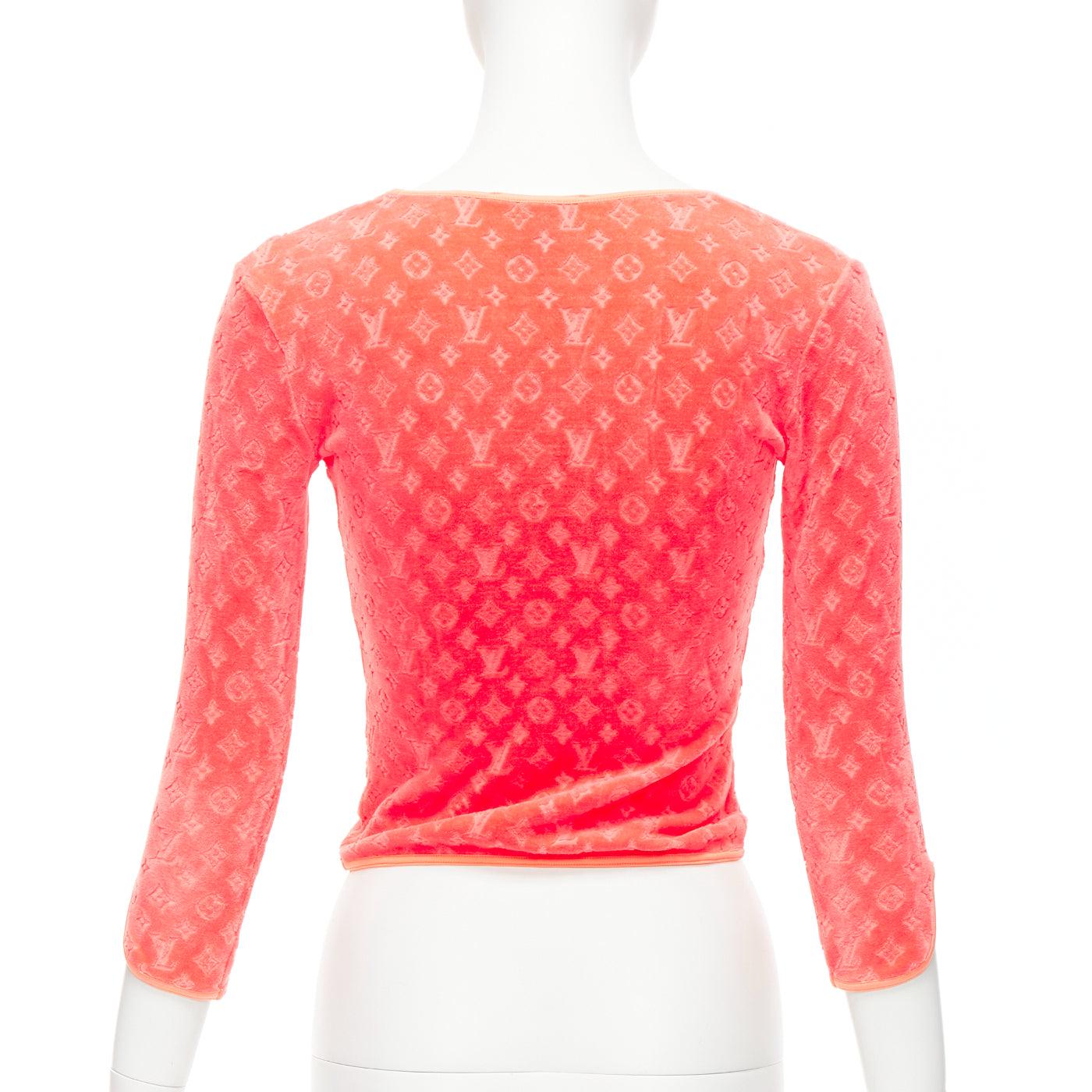 raro LOUIS VUITTON Marc Jacobs coral LV monograma terciopelo crop cardigan FR36 S 1