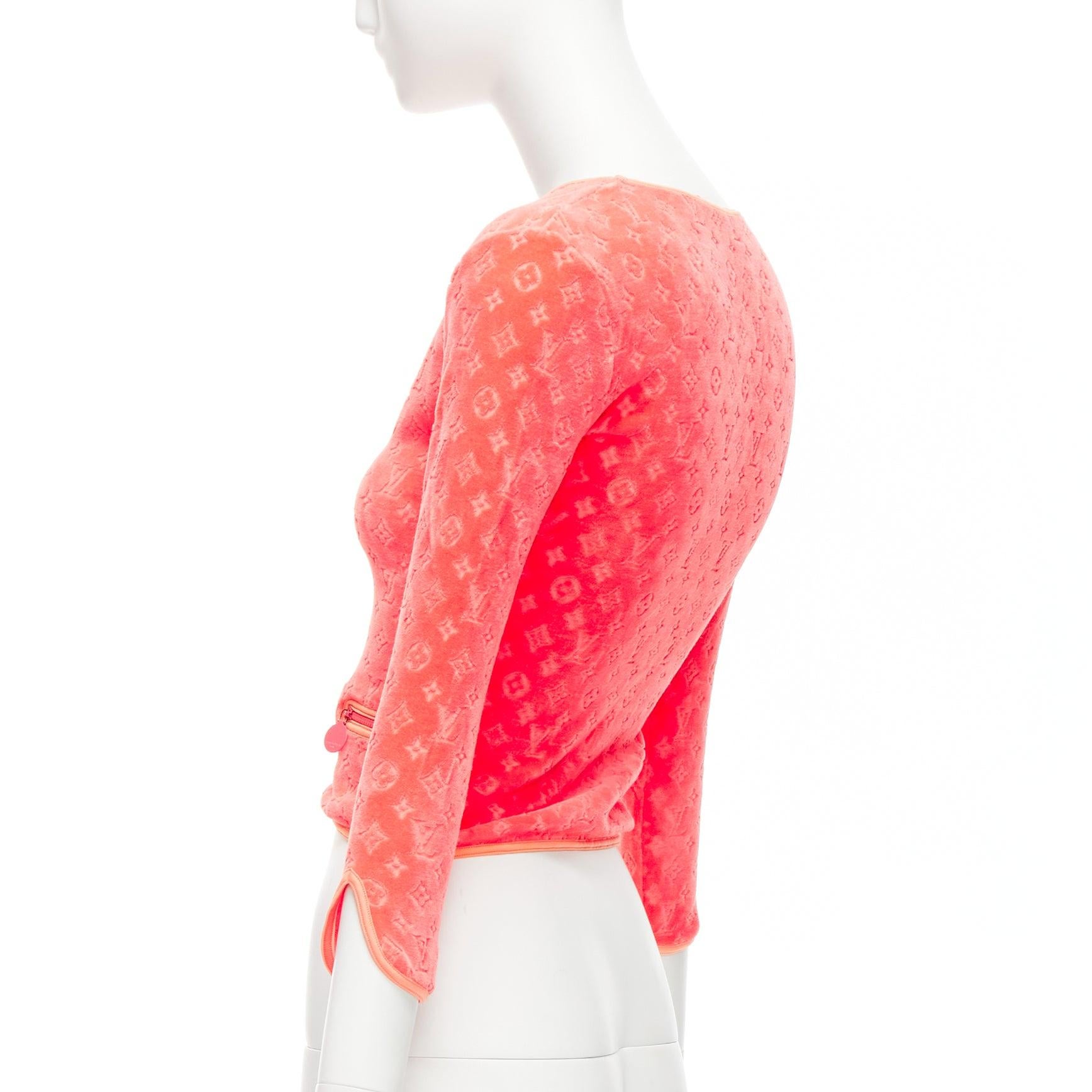 raro LOUIS VUITTON Marc Jacobs coral LV monograma terciopelo crop cardigan FR36 S 2