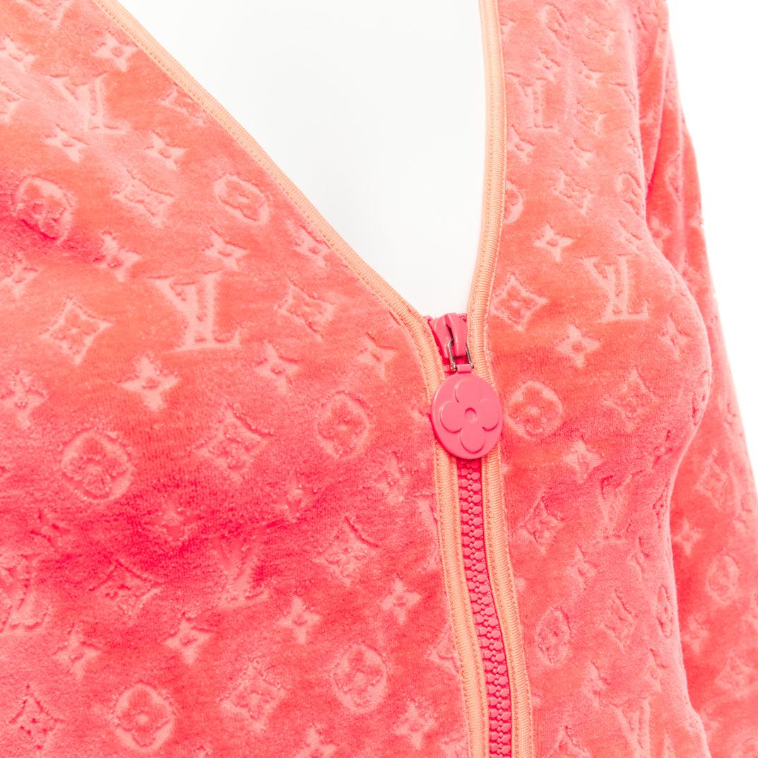 raro LOUIS VUITTON Marc Jacobs coral LV monograma terciopelo crop cardigan FR36 S 3
