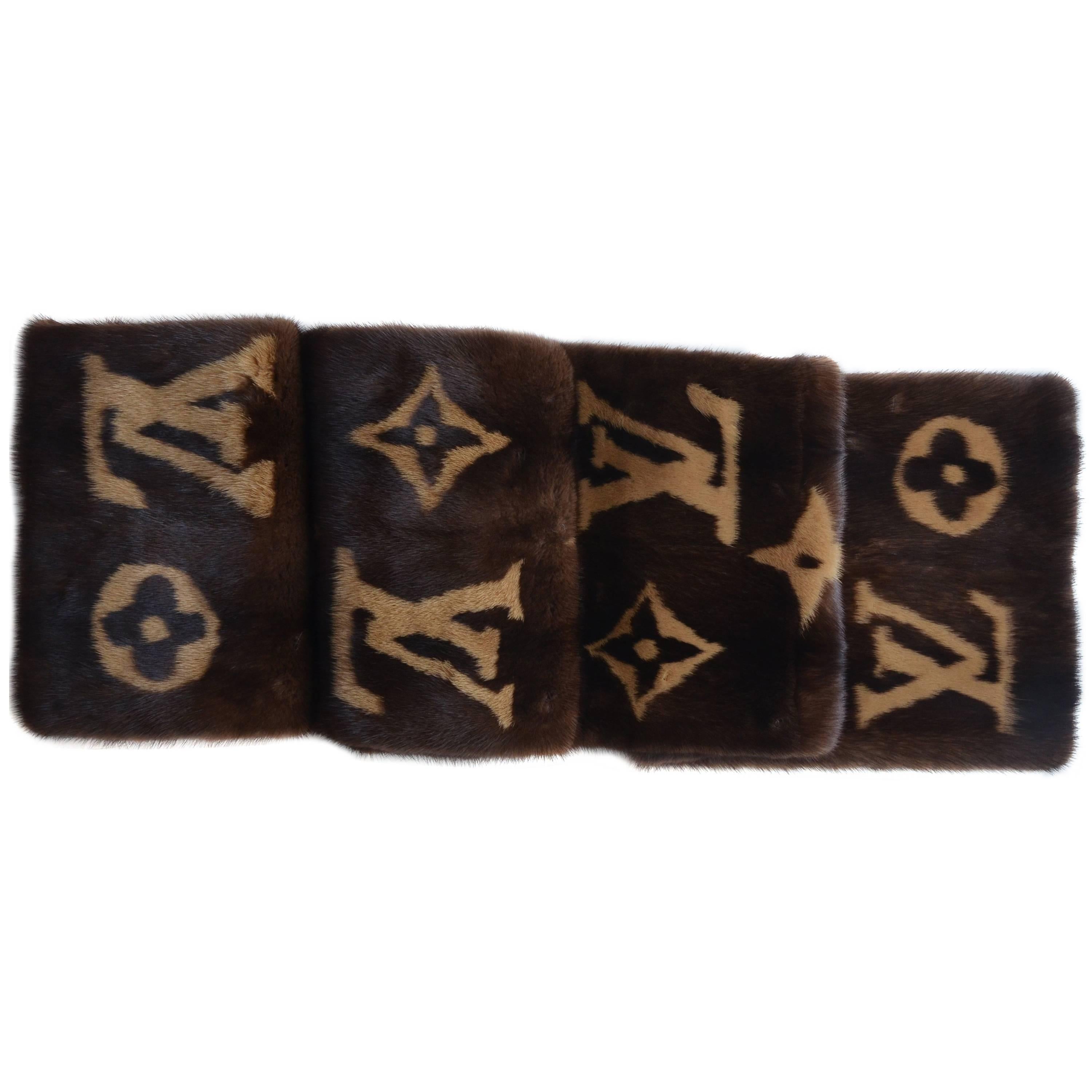 Rare LOUIS VUITTON  Mink Monogram Large Scarf   NWT