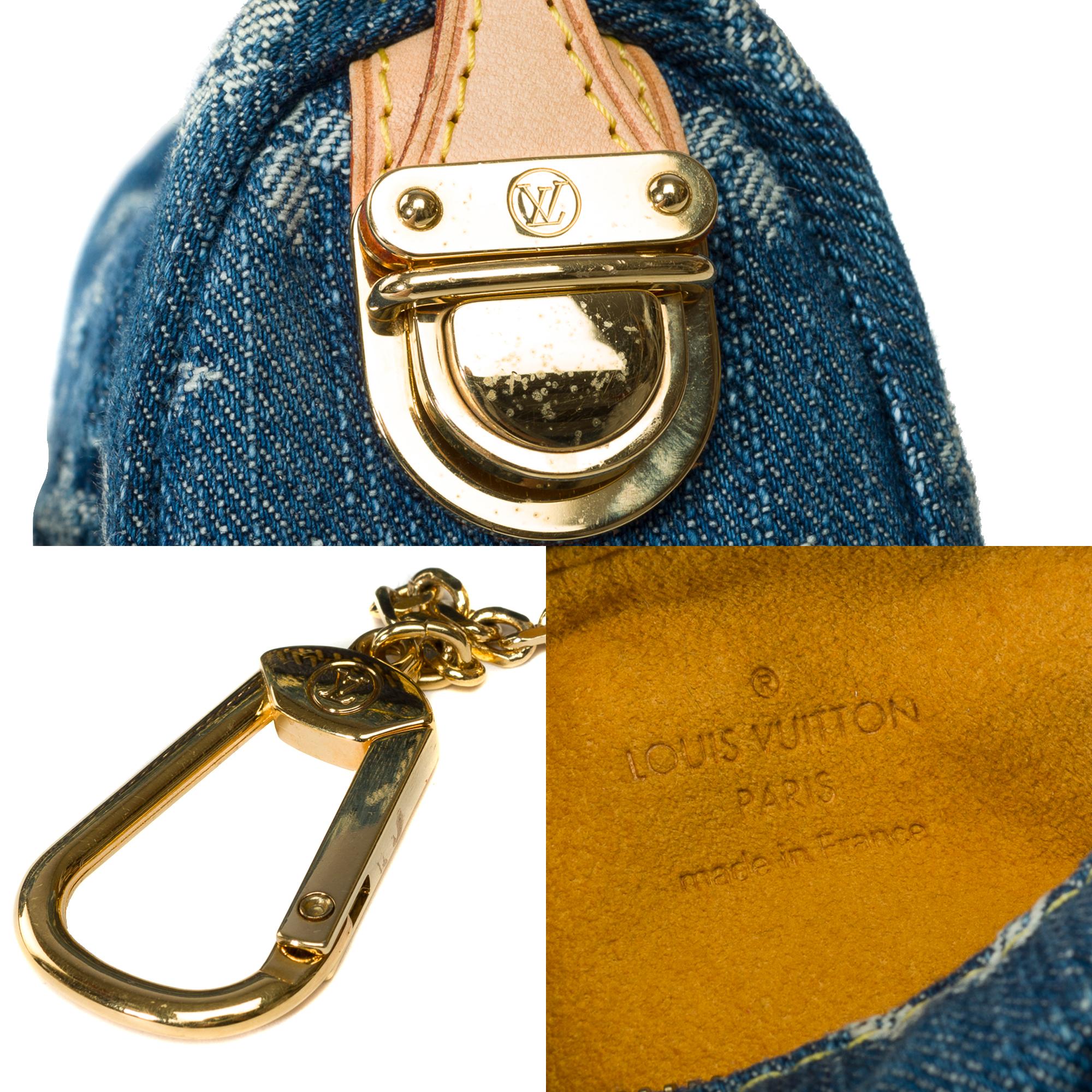 Rare Louis Vuitton Speedy PM Keychain/Bag charm in blue monogram denim, GHW For Sale 1