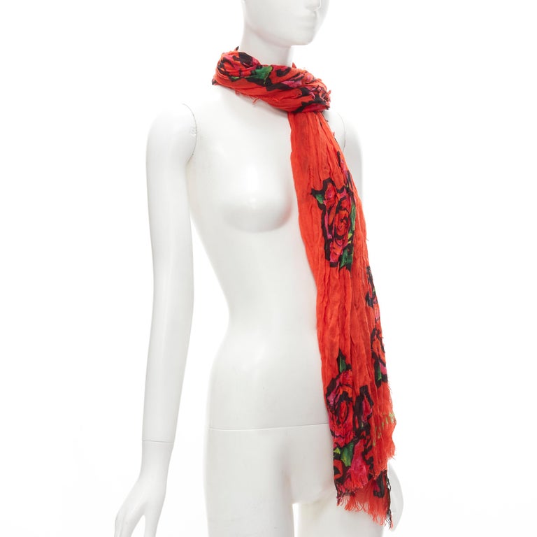 Louis Vuitton Red Floral Cashmere/Silk Stole - Yoogi's Closet
