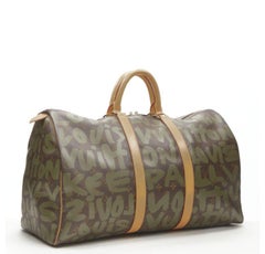 rare LOUIS VUITTON Stephen Sprouse Graffiti khaki green monogram Keepall 50 bag