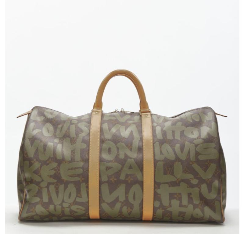 rare LOUIS VUITTON Stephen Sprouse Graffiti khaki green monogram Keepall 50 bag 1