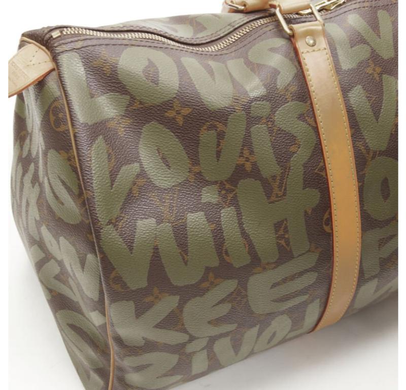 rare LOUIS VUITTON Stephen Sprouse Graffiti khaki green monogram Keepall 50 bag 3