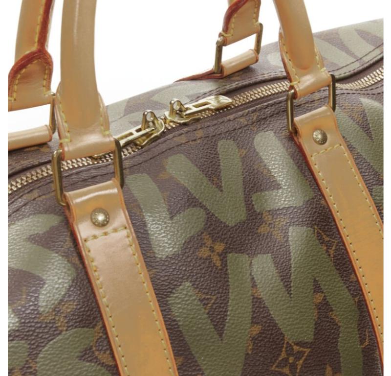 rare LOUIS VUITTON Stephen Sprouse Graffiti khaki green monogram Keepall 50 bag 4