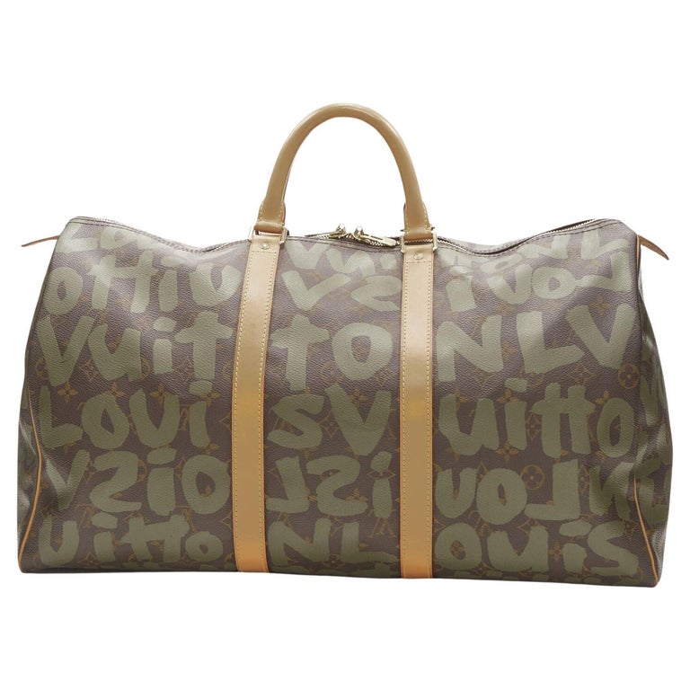 rare LOUIS VUITTON Stephen Sprouse Graffiti khaki green monogram Keepall 50  bag For Sale at 1stDibs