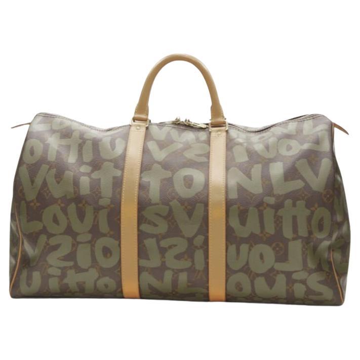 rare LOUIS VUITTON Stephen Sprouse Graffiti khaki green monogram Keepall 50 bag