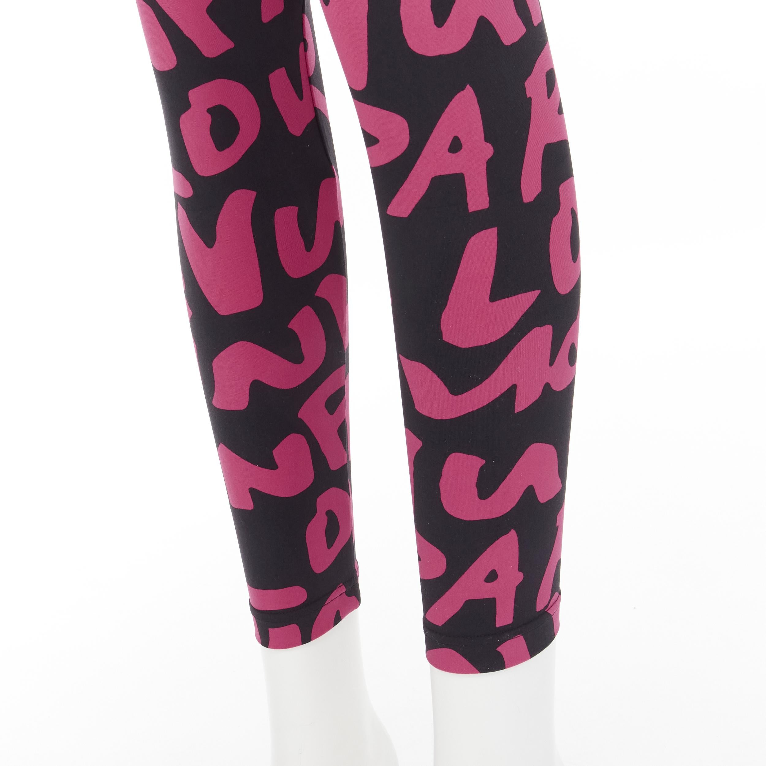 rare LOUIS VUITTON Stephen Sprouse Iconic Graffiti black neon pink legging XS For Sale 3