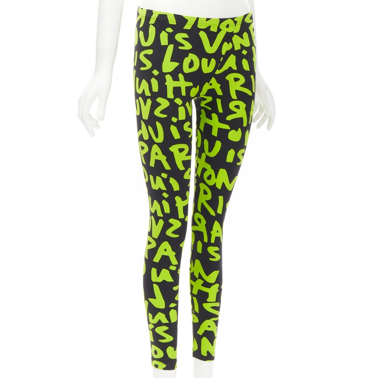 rare LOUIS VUITTON Stephen Sprouse Iconic Graffiti black yellow legging  FR34 XS For Sale at 1stDibs