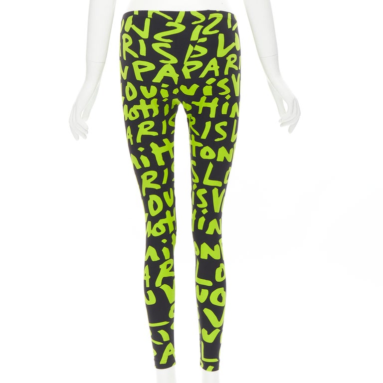 rare LOUIS VUITTON Stephen Sprouse Iconic Graffiti black yellow legging  FR34 XS For Sale at 1stDibs