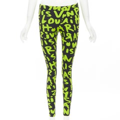 rare LOUIS VUITTON Stephen Sprouse Iconic Graffiti black yellow legging FR34 XS