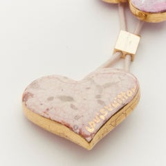 rare LOUIS VUITTON Stephen Sprouse pink stone enamel heart floral hair tie