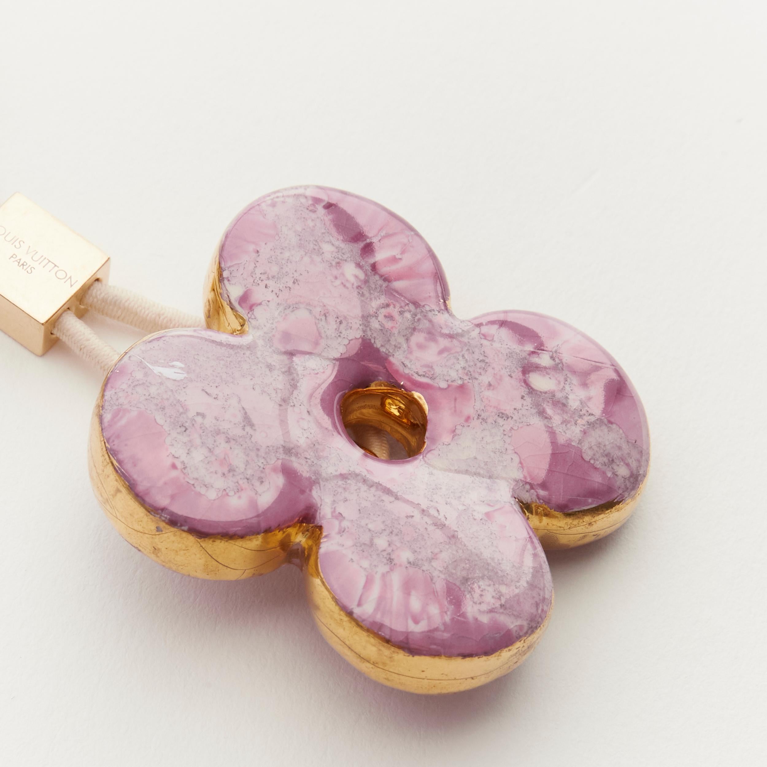 rare LOUIS VUITTON Stephen Sprouse pink stone enamel heart floral hair tie In Excellent Condition In Hong Kong, NT