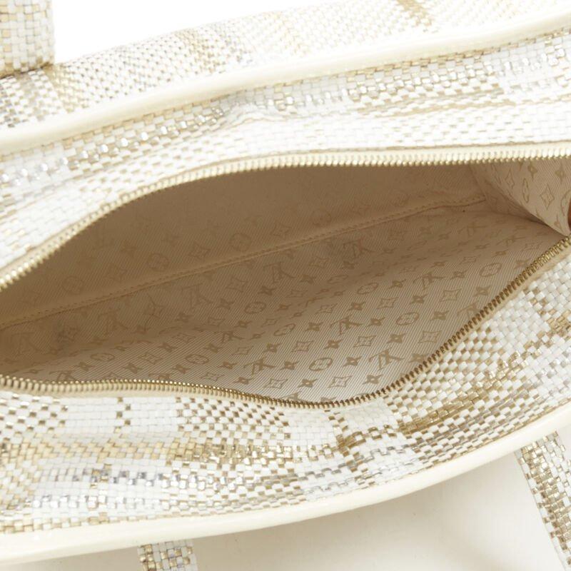 rare LOUIS VUITTON Street Shopper PM metallic gold silver woven leather tote bag For Sale 6