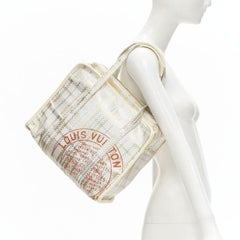 rare LOUIS VUITTON Street Shopper PM metallic gold silver woven leather tote bag