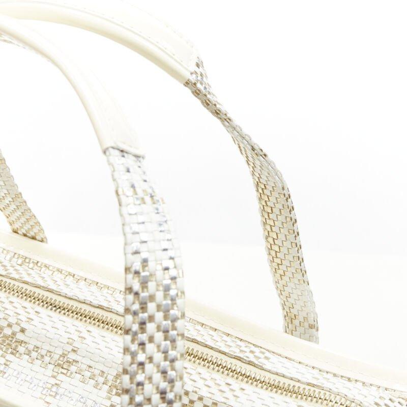 rare LOUIS VUITTON Street Shopper PM metallic gold silver woven leather tote bag For Sale 3