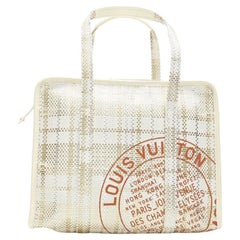 rare LOUIS VUITTON Street Shopper PM metallic gold silver woven leather tote bag