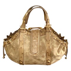 LOUIS VUITTON Exotic Ostrich & Suede LV Monogram Logo Bag - Limited Edition 2004