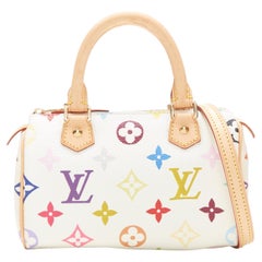 Seltene LOUIS VUITTON Takashi Murakami 2008 Speedy HL Minitasche mit weißem Monogramm
