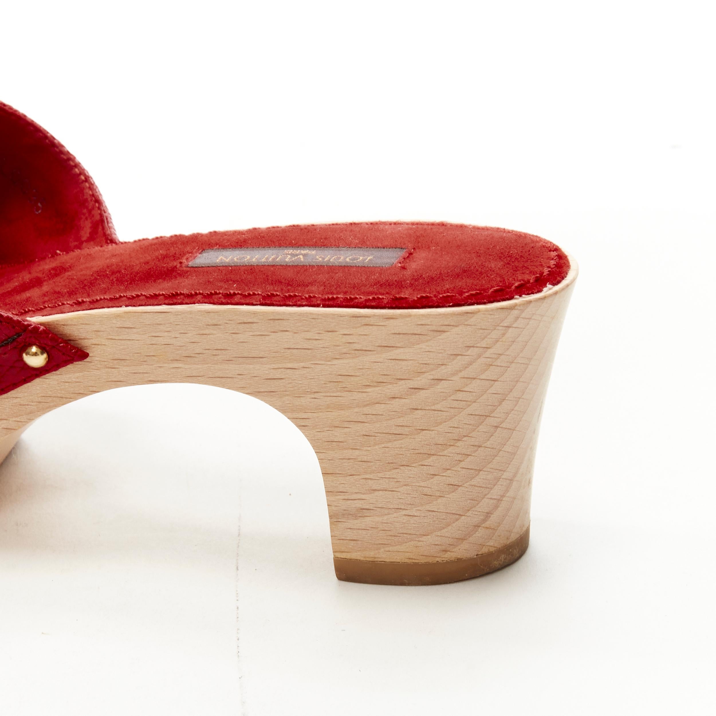rare LOUIS VUITTON Takashi Murakami Cerises cherry wooden clog sandal EU37 For Sale 1