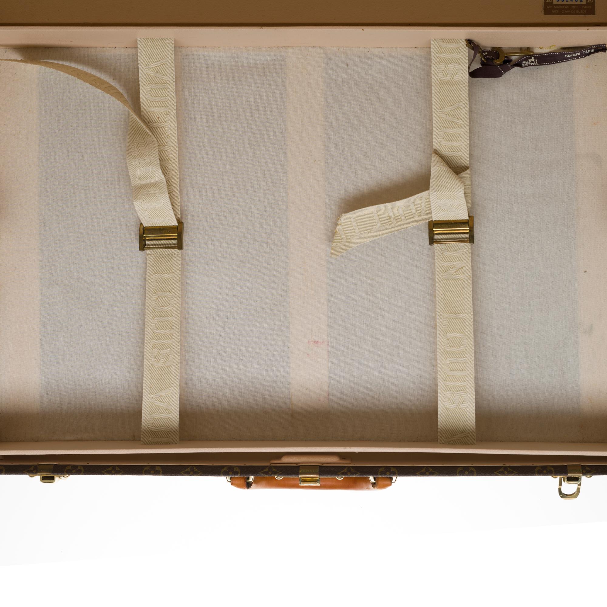 Rare Louis Vuitton Trunk Alzer 70cm Suitcase in brown monogram canvas 6