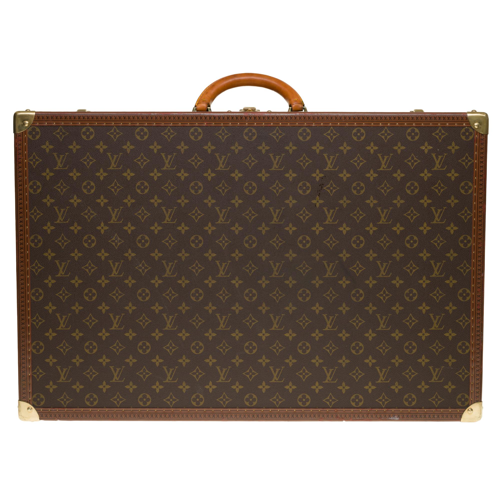 Brown Rare Louis Vuitton Trunk Alzer 70cm Suitcase in brown monogram canvas