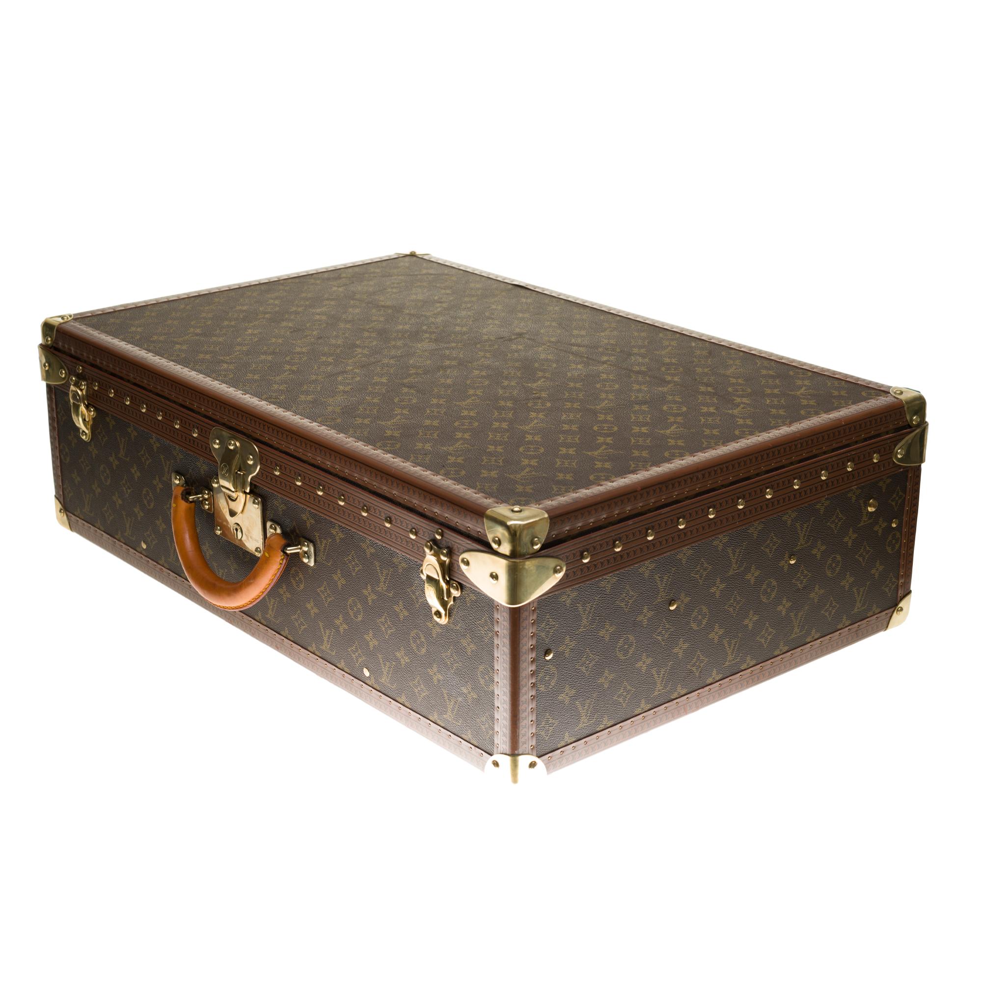 Rare Louis Vuitton Trunk Alzer 70cm Suitcase in brown monogram canvas 1