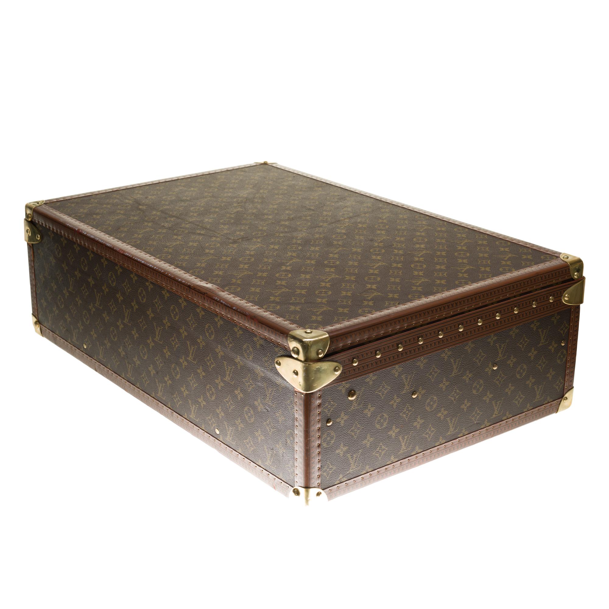 Rare Louis Vuitton Trunk Alzer 70cm Suitcase in brown monogram canvas 2