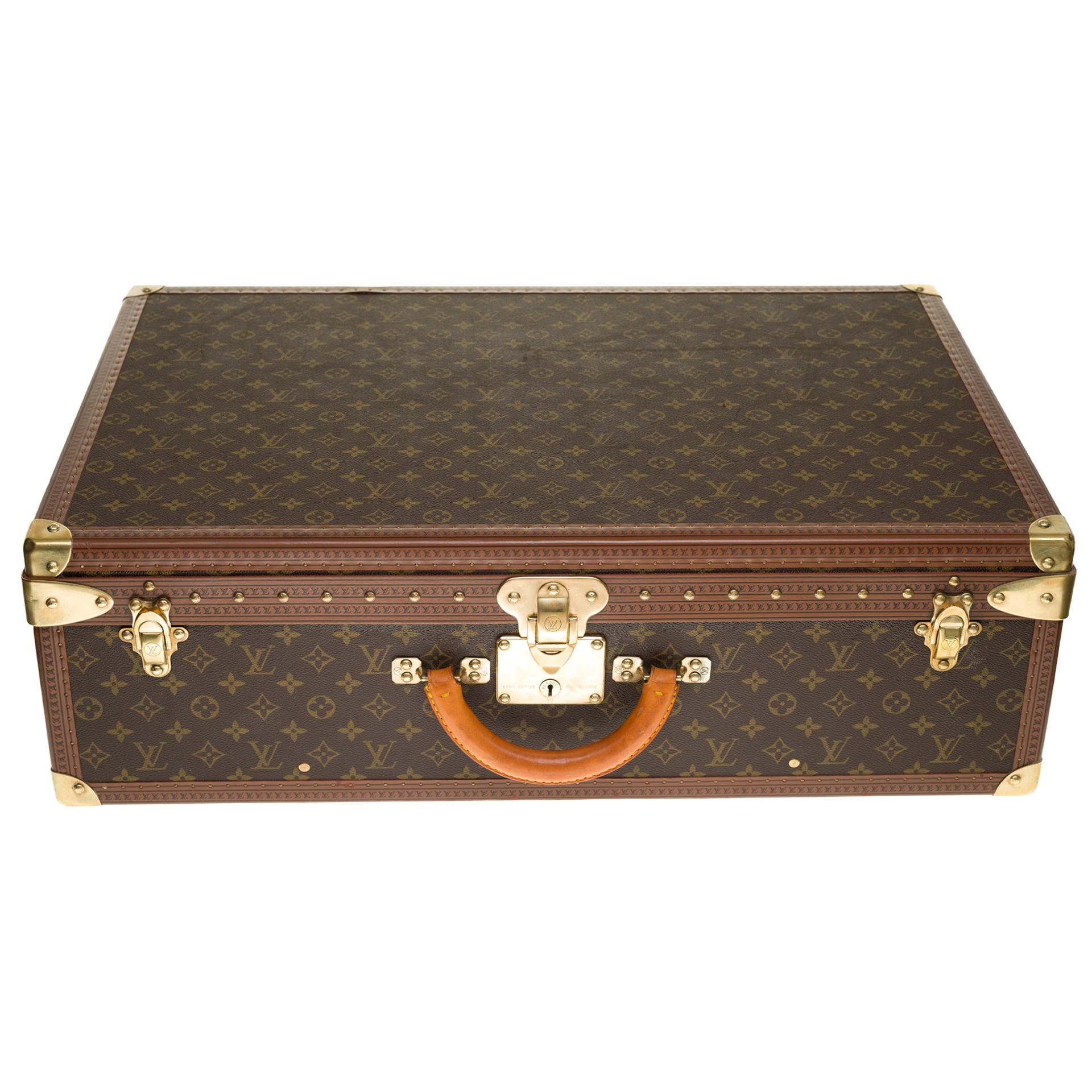 Rare Louis Vuitton Trunk Alzer 70cm Suitcase in brown monogram canvas