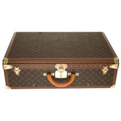 Rare valise Louis Vuitton Trunk Alzer 70 cm en toile monogrammée marron